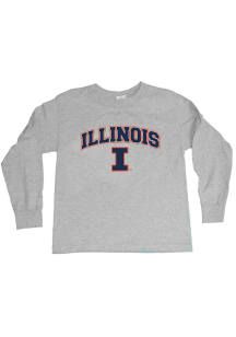 Little King Illinois Fighting Illini Toddler Grey Arch Mascot Long Sleeve T-Shirt