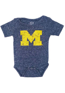 Little King Michigan Wolverines Baby Blue Primary Distressed Short Sleeve One Piece