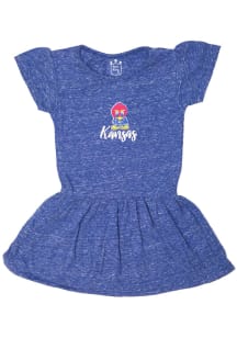 Little King Kansas Jayhawks Toddler Girls Blue Primary Logo Short Sleeve Dress