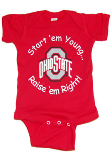 Little King Ohio State Buckeyes Baby Red Start Em Young Short Sleeve One Piece