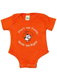 Little King Oklahoma State Cowboys Baby Orange Start Em Young Short Sleeve One Piece
