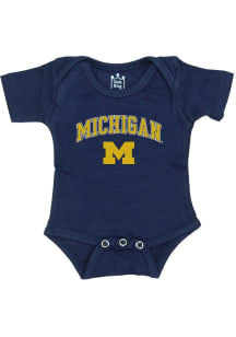 Little King Michigan Wolverines Baby Blue Arch Mascot Short Sleeve One Piece