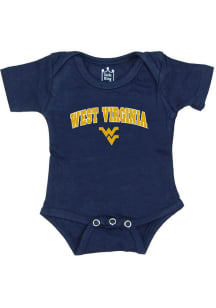 Little King West Virginia Mountaineers Baby Navy Blue Arch Mascot Short Sleeve One Piece