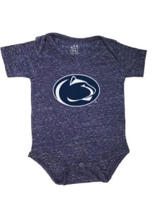 Little King Penn State Nittany Lions Baby Navy Blue Primary Logo Design Short Sleeve One Piece