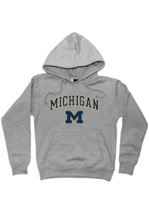 Little King Michigan Wolverines Toddler Grey Arch Mascot Long Sleeve Hooded Sweatshirt