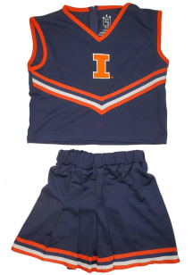 Little King Illinois Fighting Illini Girls Navy Blue Tackle Design Set Cheer