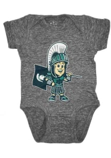 Little King Sparty Michigan State Spartans Baby Charcoal Baby Graphic Short Sleeve One Piece