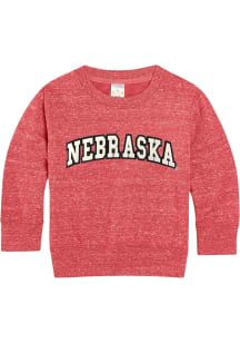 Little King Nebraska Cornhuskers Youth Red Knobby Arch Wordmark Long Sleeve Crew Sweatshirt
