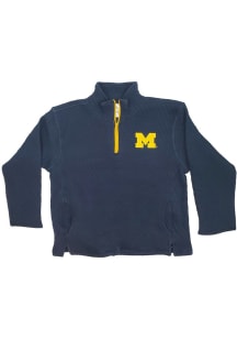 Little King Michigan Wolverines Youth Blue Quilted Long Sleeve Quarter Zip Shirt