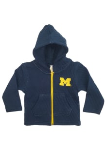 Little King Michigan Wolverines Baby Quilted Long Sleeve Full Zip Sweatshirt - Blue
