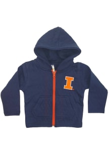 Little King Illinois Fighting Illini Baby Quilted Long Sleeve Full Zip Sweatshirt - Navy Blue