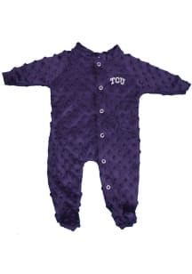 Little King TCU Horned Frogs Baby Purple Two Tone Cuddle Bubble Loungewear One Piece Pajamas