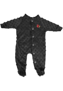 Little King Louisville Cardinals Baby Black Two Tone Cuddle Bubble Loungewear One Piece Pajamas