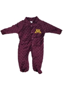 Little King Minnesota Golden Gophers Baby Maroon Two Tone Cuddle Bubble Loungewear One Piece Pajam..