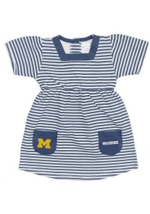 Little King Michigan Wolverines Toddler Girls Blue Striped Short Sleeve Dress