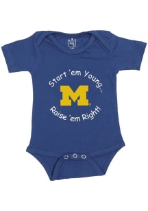 Little King Michigan Wolverines Baby Blue Start Em Young Short Sleeve One Piece