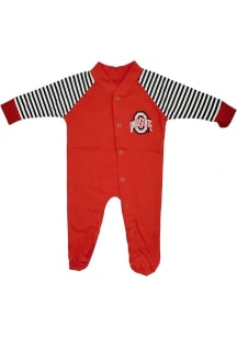 Little King Ohio State Buckeyes Baby Red Logo Loungewear One Piece Pajamas