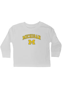 Little King Michigan Wolverines Toddler White Arch Mascot Long Sleeve T-Shirt