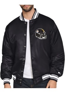Starter Pittsburgh Steelers Mens Black Triangle Satin Varisty Medium Weight Jacket