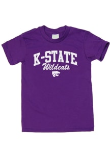 Little King K-State Wildcats Youth Purple Outline Arch Short Sleeve T-Shirt