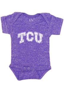 Little King TCU Horned Frogs Baby Purple Knobby Distressed Logo Short Sleeve One Piece