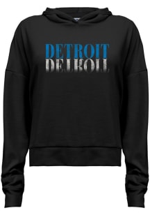 Summit Sportswear Detroit Womens Black Mirror Wordmark Hooded Sweatshirt