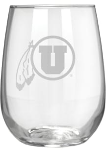 Utah Utes 17oz Laser Etch Stemless Wine Glass - Red