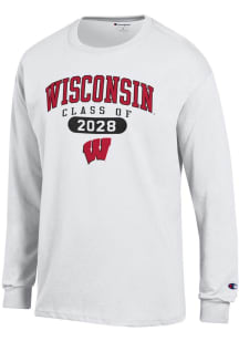 Champion Wisconsin Badgers White Class of 2028 Jersey Long Sleeve T Shirt