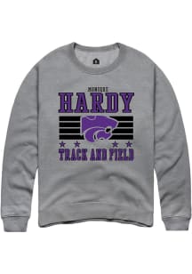 Monique Hardy  Rally K-State Wildcats Mens Grey NIL Striped Long Sleeve Crew Sweatshirt
