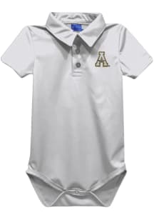 Vive La Fete Appalachian State Mountaineers Baby White Team Short Sleeve One Piece Polo
