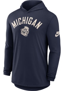 Nike Michigan Wolverines Mens Blue Legacy Arch Logo Long Sleeve Lightweight Hoodie