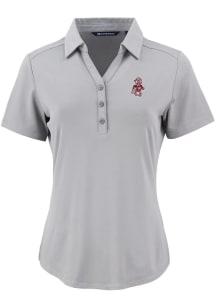 Cutter and Buck West Virginia Mountaineers Womens Ash Vault Forge Eco Polo Short Sleeve Polo Shirt