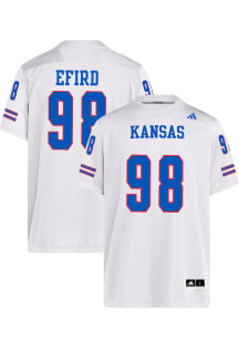 Dane Efird  Adidas Kansas Jayhawks White NIL Name And Number Football Jersey