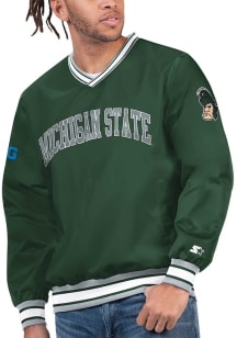 Starter Michigan State Spartans Mens Green Big Ten Arched School Name Pullover Jackets