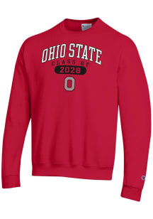 Champion Ohio State Buckeyes Mens Red Class of 2028 Powerblend Long Sleeve Crew Sweatshirt