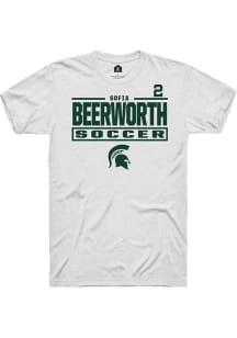 Sofia Beerworth Michigan State Spartans White NIL Stacked Box Short Sleeve Player T Shirt