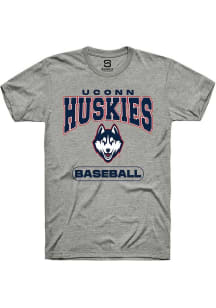 Summit Sportswear UConn Huskies Grey Baseball Short Sleeve T Shirt