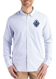 Cutter and Buck Vancouver Whitecaps FC Mens Light Blue Epic Confidence Pinstripe Long Sleeve Dress..