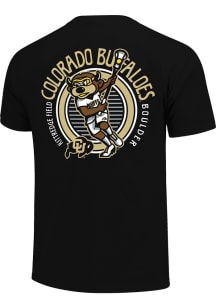 Colorado Buffaloes Youth Black Mascot Lacrosse Layout Short Sleeve T-Shirt