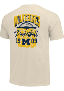 Michigan Wolverines Ivory Roughed Up Hoop Short Sleeve T Shirt