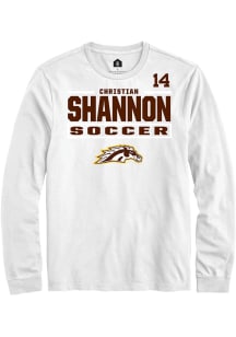 Christian Shannon Western Michigan Broncos White NIL Stacked Box Long Sleeve Player T Shirt