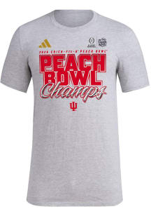 Adidas Indiana Hoosiers Grey 2026 CFP Peach Bowl Champions Short Sleeve T Shirt