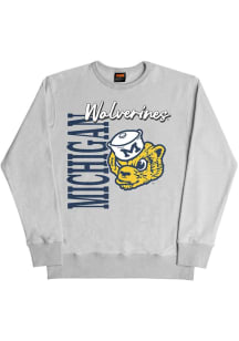 SLAM Michigan Wolverines Mens Dark Grey 90s Long Sleeve Fashion Sweatshirt