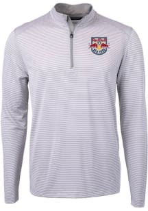 Cutter and Buck New York Red Bulls Mens Grey Virtue Eco Pique Stripe Big and Tall Qtr Zip