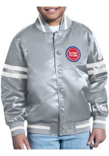 Starter Detroit Pistons Youth Grey Comic Satin Medium Weight Jacket