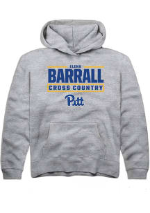 Elena Barrall Rally Pitt Panthers Youth NIL Stacked Box Long Sleeve Player Hoodie Grey