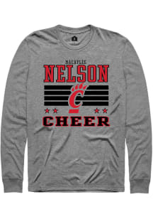 Macaylee Nelson Cincinnati Bearcats Grey NIL Striped Long Sleeve Player T Shirt
