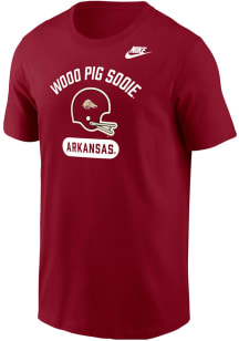 Nike Arkansas Razorbacks Cardinal Football Football Helmet Core Short Sleeve T Shirt