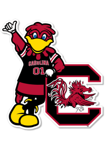 South Carolina Gamecocks 3 Inch Block C Mascot Auto Decal - Red