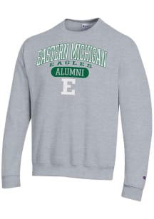 Champion Eastern Michigan Eagles Mens Grey Pill Box Alumni Powerblend Long Sleeve Crew Sweatshirt